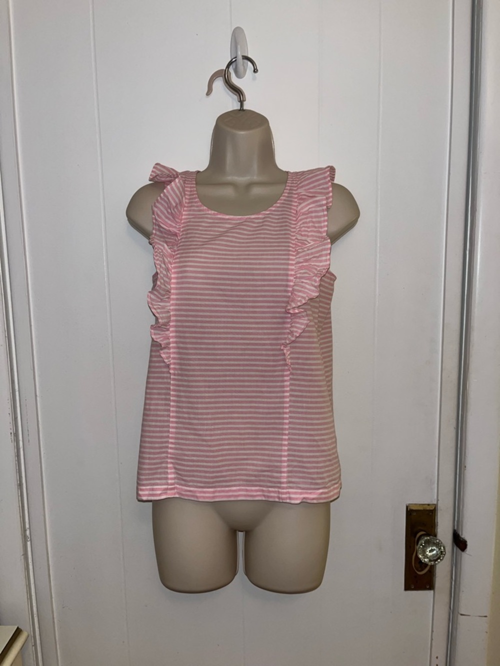 J.Crew| Pink Striped Ruffle Sleeve Top! - Picture 2 of 7